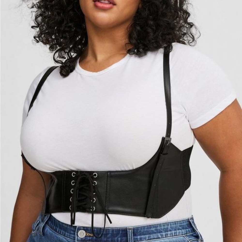 Torrid 2X Underbust Harness Waist Vegan Leather Snapback Corset Belt EUC